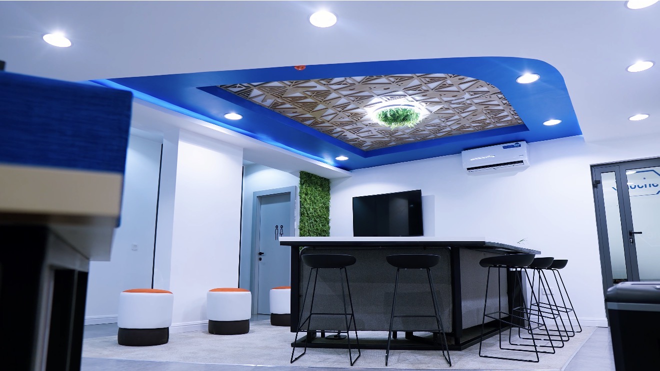 Roche Abuja collaboration bar with high stools